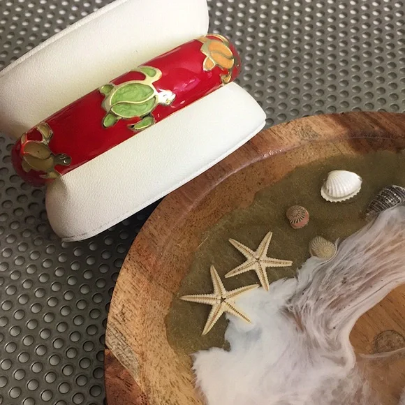 🖤NEW enamel turtle hinged bangle - Picture 1 of 15